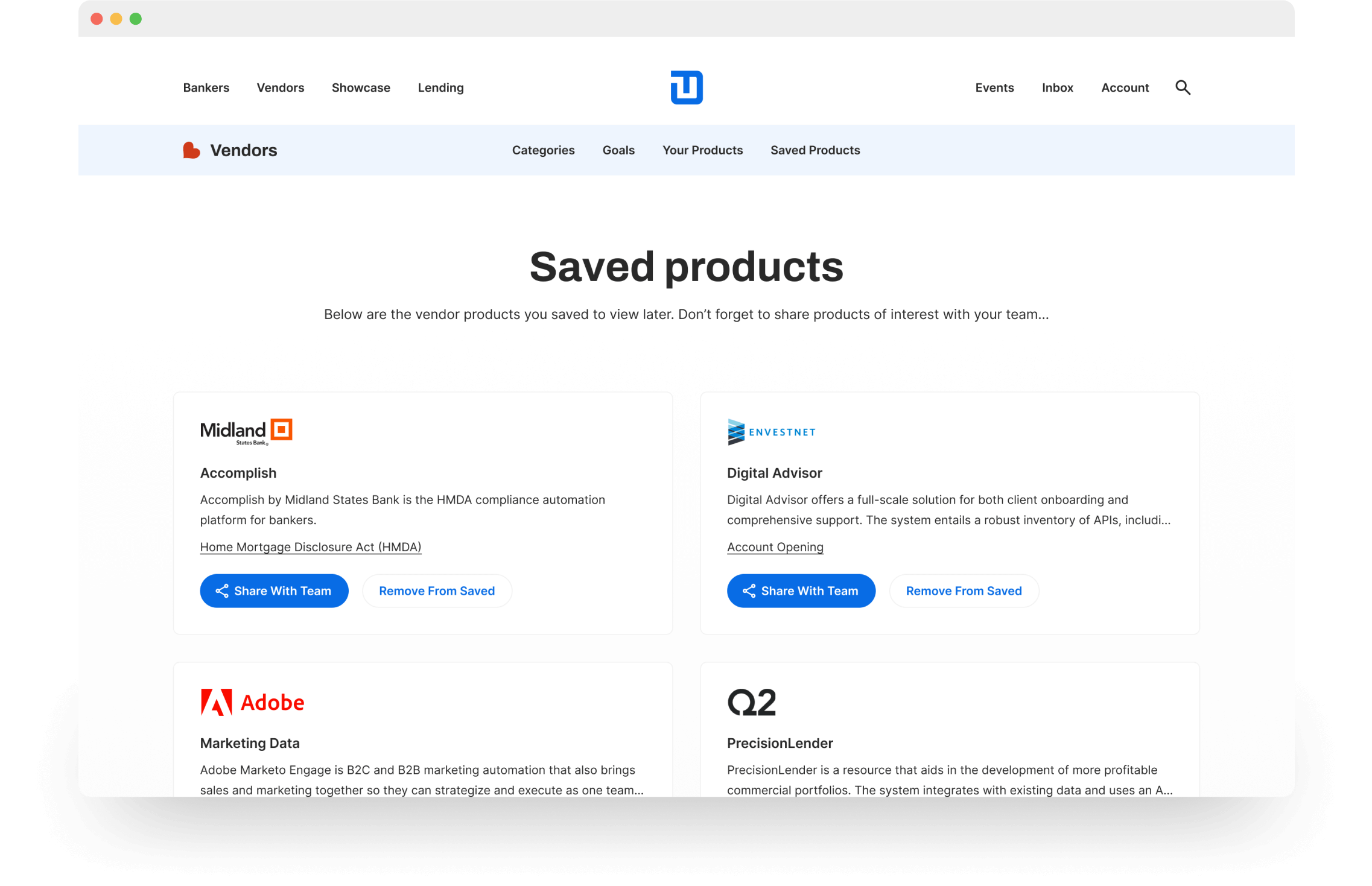 A preview of vendor products you're monitoring on the True Digital Network